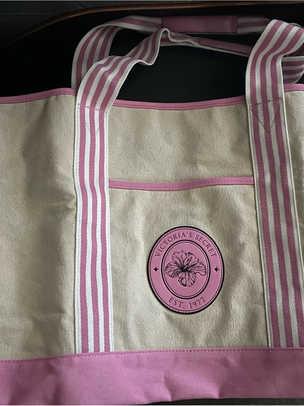 Victoria's Secret Pink and Cream Canvas Tote